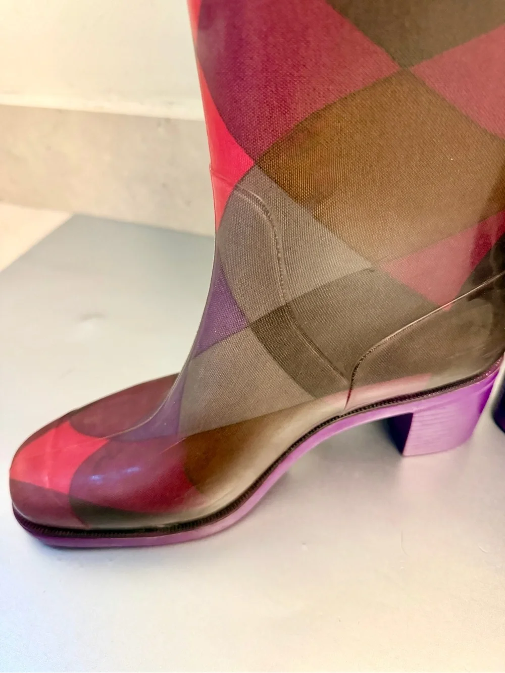 Emilio Pucci Purple Patterned Knee-High Rain Boots EU37 6.5-7 US
